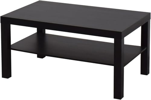 HSD LACK Modern Stylish Coffee Table for Living Room, Herringbone Design With Shelf, Rectangular, Easy to Assemble, Black Brown, 90x55x45 CM