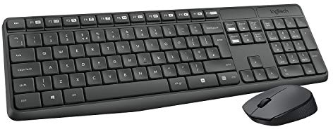 Logitech MK235 Combo Teclado y Ratón para Windows, 2,4 GHz con Receptor USB Unifying, Ratón Inalámbrico, 15 Teclas con Función, Batería de 3 Años, PC/Portátil, Disposición QWERTY Portugués - Negro