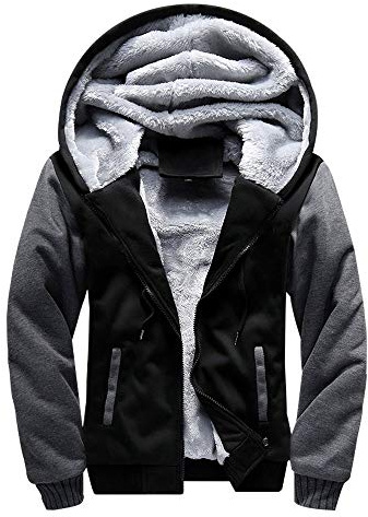 MANLUODANNI Men's Winter Black Warm Jacket Hooded Outwear Coat (M, Black)