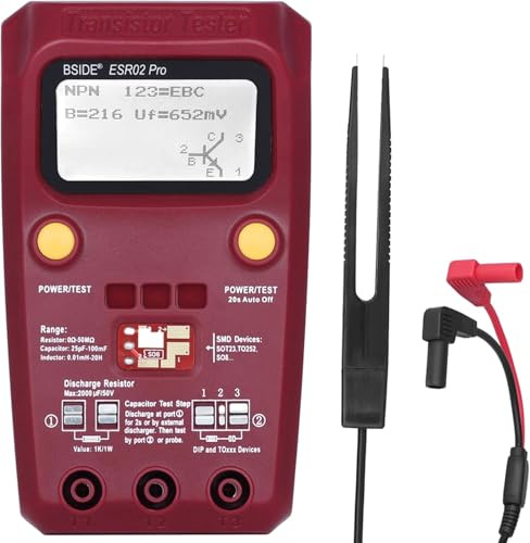 BSIDE ESR02 PRO Digitaler Transistor, SMD-Bauteile-Tester, Diode, Triode, Kapazität, Induktivität, Multimeter, ESR-Messgerät