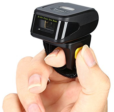 Eyoyo 1D Wireless Wearable Ring Finger Barcode Scanner, Bluetooth & 2.4G Wireless & USB Wired Connection, Portable Mini UPC ISBN Bar Code Reader Compatible with iPhone, iPad, Android, Tablet