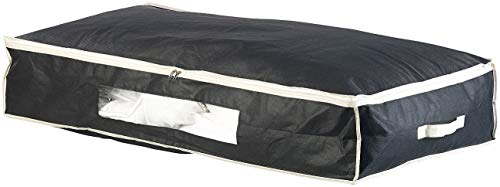 Infactory Contenitori sottoletto - Scatola Porta Abiti: Comò sotto Letto, Nero, Finestra di visualizzazione, Maniglie (Organizzatore del Letto, Scatole Multiuso)