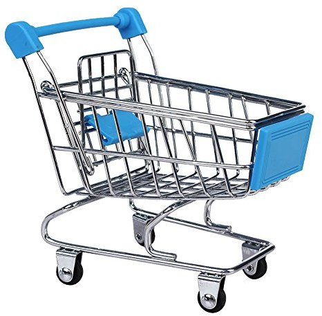 Mini Supermarkt Handwagen, Einkaufswagen, Aufbewahrungswagen, Himmel Blau