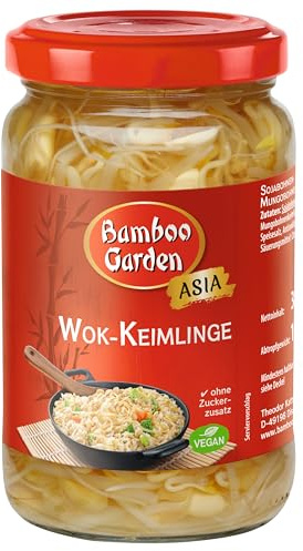 Bamboo Garden - Wok-Keimlinge, küchenfertig | Abtropfgewicht 180 g | Ohne Zuckerzusatz | Vegan | Für Wok-Gerichte