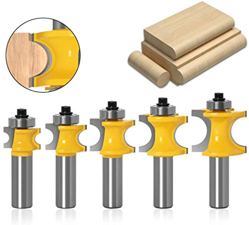 APLUS Edge Beading Bits, Half Round Bearing Bullnose Router Bit Set, 1/2 Inch Shank Milling Cutter Bits