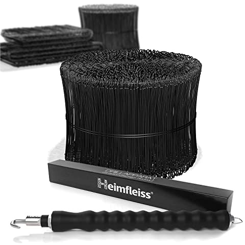 Heimfleiss® Drillapparat Driller + Betonbindedraht 1,4 mm (1000 Stk) | Rödelzange & Drahtbinder aus Carbonstahl | ummantelter Bindedraht für Moniereisen | 4-Nuten-Spindel, bindet schnell & fest