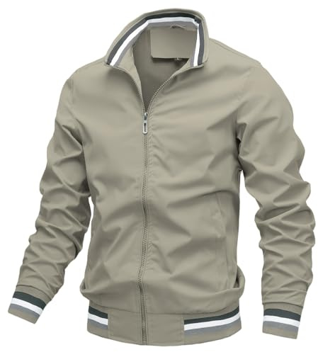 AIEOE bomberjacka för män, lätt övergångsjacka, ledig ståkrage, blus, höst, vår, bomberjacka, sportjacka, Grön, 4XL