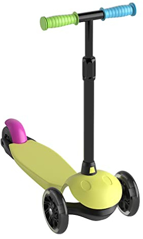 DEQUBE- Patinete Infantil 3 Ruedas Ajustable - con Ruedas LED y Freno Trasero- Plegable y fácil de Transportar. Ultraligero y Seguro. para niños de 2 a 7 años. Color Verde (914D00020), Multicolor, M