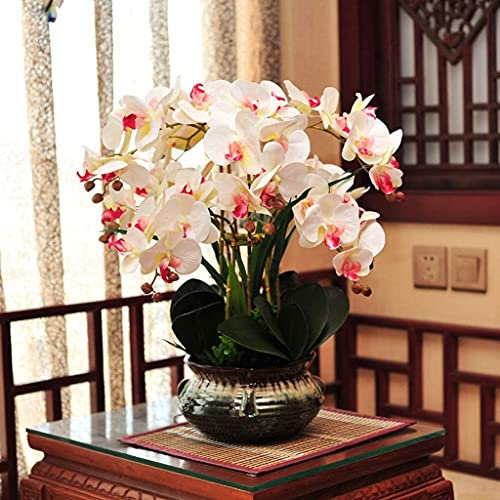 HRTC Realistische künstliche Blumen im Topf Orchideen künstlich für Zuhause Hochzeit Party Dekoration Blumenarrangement Faux Orchideen