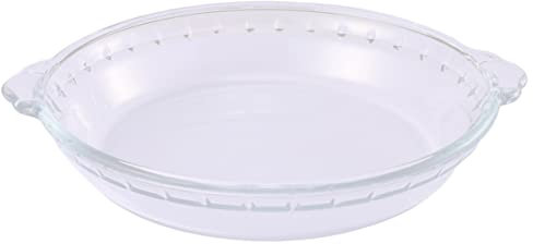 KICHOUSE Glass Pie Plate and Microwave Oven-Safe Bakeware 9-inch High-Temperature Resistant Glass Dish for Household Kitchen Cooking and Baking