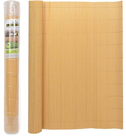 The Secret Home – Cañizo PVC de Doble Cara - Densidad 1000 g/m2 - Largo. 3 m x Alto. 1,5 m – Color Natural - Valla de Ocultación Resistente - Protección Visual Privacidad para Jardín, Balcón o Terraza