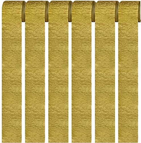 LATRAT 6 nastri crespati, 4,5 cm x 25 m, fatti a mano, carta crespa per bricolage, decorazioni per matrimoni, feste (oro)