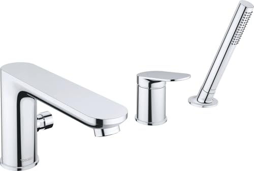 Duravit Wave 3-Loch Wannenarmatur, Einhebel-Wannenmischer mit Keramikmischsystem, Badewannenarmatur, Chrom