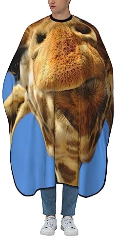 BONDIJ Lustiger Giraffen-Haarschneideumhang, wasserdicht, verstellbar, Friseurumhang, Salon-Haarschneideschürze, weiß, One size