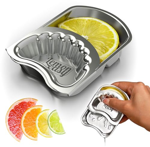 LEMONEASY Zitronenpresse Edelstahl | Zitruspresse Made in Germany | Orangenpresse & Saftpresse Hand Manuell | Zitronenscheibenpresse | Limetten Juicer Squeezer