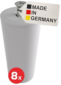 BAUHELD® Tope de persiana enrollable de 40 mm [8 unidades] de plástico [fabricado en Alemania] – Tope de tope para persianas, incluye tornillos, apto para láminas de persiana, color gris claro
