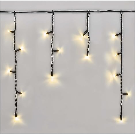EMOS Connect System 3m Eisregen Lichterkette Profi, Weihnachtslichterkette 50 LEDs, Erweiterungsteil C (ohne Verbindungskabel und Adapter), IP44 für Innen und Außen, Warmweiß, schwarz, Lichteffekte
