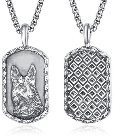ADMETUS Deutscher Schäferhund Geschenke Sterling Silber Deutscher Schäferhund Kette Halskette Anhänger Schmuck Hund Hundemarke Kette Herren