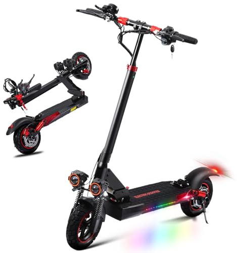 10 Electric Scooters Adult,35-45km Long Range Escooter,Foldable Pure Scooters, Double Braking System & Shock Absorption All Terrain Offroad Electric Scooter for Adults and Teens,Max Load 150kg