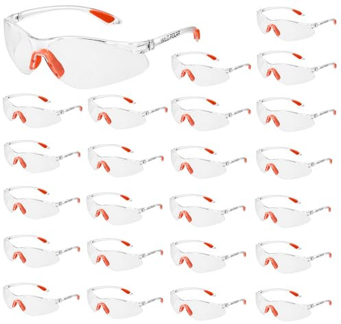 Wild Polar Safety Glasses - Clear Lenses, Anti-Fog Eye Protection Goggles with Orange Nose and Ear Grips - 12, 24 & 48 packs - Lightweight & Durable, Comfortable Fit for Work, Lab, DIY & Outdoor Use