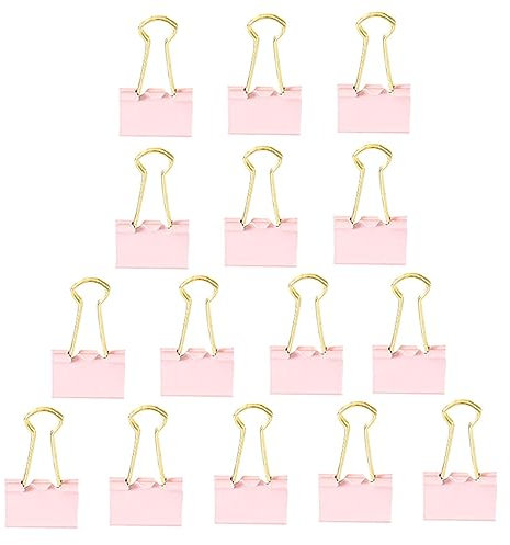 Amosfun 15 Stück Metall Binderclips Mittelgroß Rosa Multifunktionale Büroklammern Zum Organisieren Von Dokumenten, Dateien Und Snackbeuteln Vielseitiges Schreibwarenzubehör