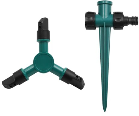 ZONADAH Irrigatore per prato, 360 irrigatore rotante, irrigatore in plastica verde, sistema di irrigazione automatico da giardino per prato, cortile, giardino all'aperto