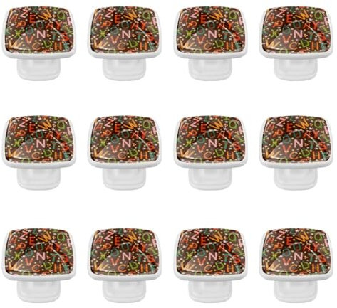 Cassetto quadrato moderno con viti (12 pezzi) colorato divertente lettere inglesi fiori