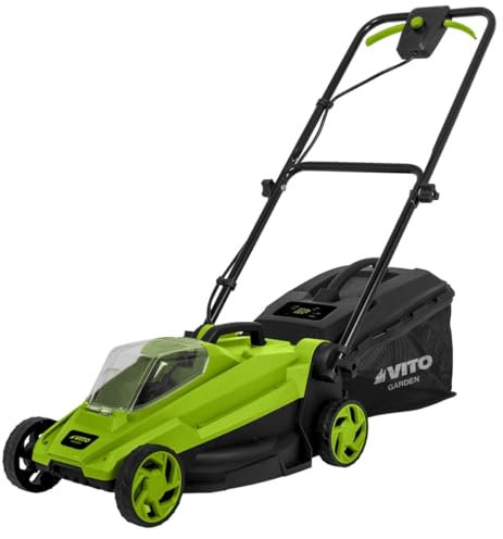 VITO - Tondeuse à Gazon sans Fil 20V Largeur 32cm Bac 30L 3 hauteurs de Coupe sans Batterie et sans Chargeur