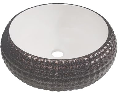 Lavabo Lave-Mains Vasque à Poser Lavabo rond en céramique noir à l'extérieur et blanc à l'intérieur, salle de bains au-dessus du comptoir, lavabo en céramique for hôtel et appartement Lavabo de Compto
