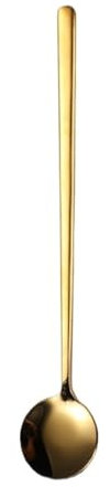 Großer Löffel, Edelstahllöffel, Kaffeelöffel, langer Griff, Dessertlöffel, runder Edelstahllöffel, 1 Stück, Gold/Silber,Besteck(Gold,13cm)