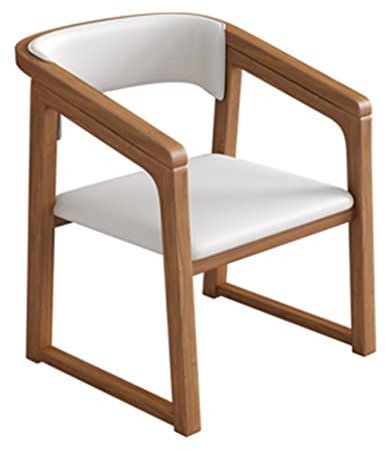 Sillas de comedor de nogal estilo granja con brazos, cómodas sillas de cocina anchas de madera con asiento y respaldo de cojín de cuero, perfectas para el hogar y salas de reuniones