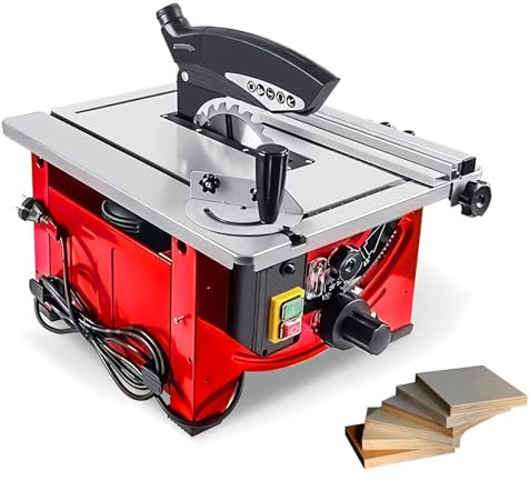SAIYERUS Portable Table Saw, Woodworking Table Saw, Cutting Speed up to 7200 RPM, Portable Compact Table Saw with Sliding Miter Gauge, Benchtop Saw for DIY Woodworking and Furniture Making,52 x 40cm