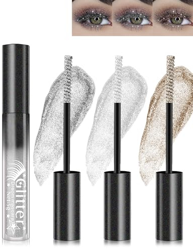 Glitter Mascara-3 Farben Silber Weiß Gold Metallisch Glitzer Wimperntusche,Glänzende Diamant Langlebige Volumizing Curling Verlängerung Wimpern, Wischfester Schimmern Augen Makeup Set Für Frauen-1+4+6 | Glänzende Diamant Langlebige Volumizing Curling Verlängerung Wimpern, Wischfester Schimmern Augen Makeup Set Für Frauen-1+4+6