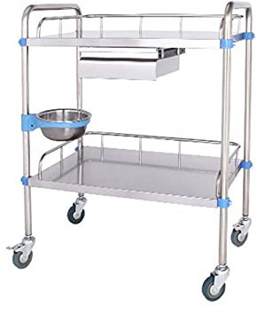 Medizinischer mobiler chirurgischer Wagen aus Edelstahl mit feststellbaren Rollen für den Haushalt (S 60 x 40 x 86 cm)