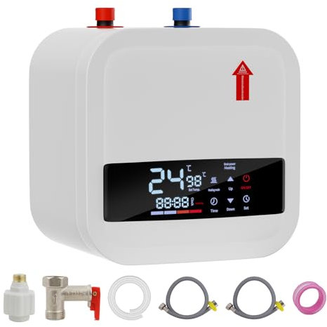 Untertischboiler 15 Liter Niederdruck, Elektrischer Durchlauferhitzer, 230V 1500W Warmwasserspeicher LED-Digitalanzeige Küche Warmwasserboiler, für Küchenspüle, Wachbecken