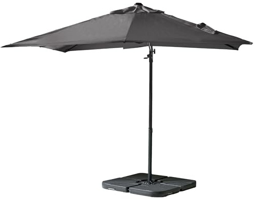Furniturebox Square Cantilever Parasol & Base Set - Grey & Black - UV50+, 360° Rotation, Free Cover, 320x320cm - Cantilever Collection