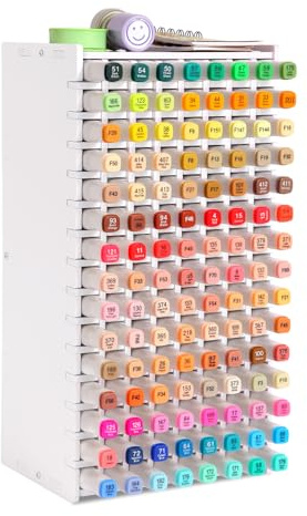 Iswawo Marker Stifte Organizer Schreibtisch, Stifthalter für Aufbewahrung Bleistifte Buntstifte Marker Kleine Künstler Schminktisch Aufbewahrungsbox aus Holz für Zuhause Büro Schule (120 Steckplätze)