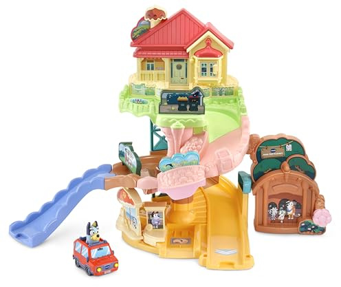 VTech Toot-Toot Drivers Bluey: Road Trip Play Set, English | Official Bluey Drive through favourite Bluey scenes and 4 SmartPoints, or press Bluey's head to hear her talk. Ages 1-5