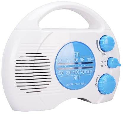Duschradio, Vattentät Mini Portable AM/FM Radio, Justerbar Volym, Badrumsradio Easy Tuning för Hemkök Utomhusbruk Batteri Som Drivs (ingår inte)