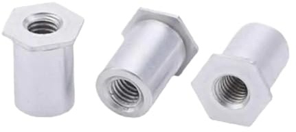 NKCVEZBW Compatible avec 6 écrous à sertir M3, écrous à Trou traversant, Goujon Hexagonal en Alliage d'aluminium, diamètre extérieur 5,4 mm, Longueur 6 mm-18 mm(M3x5.4mmx8mm)
