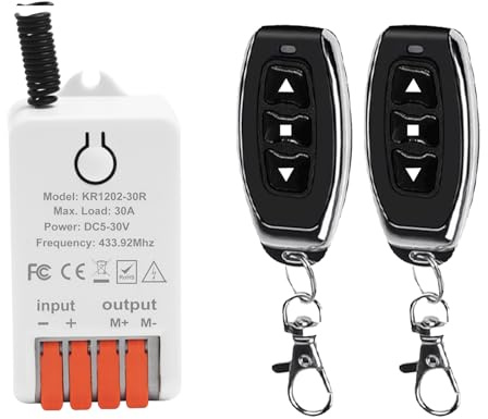 QIACHIP Funk Motor Fernbedienung Schalter DC 12V 24V 30A Relais Empfänger Controller mit 2 Sendern, für Rolltorsteuerung,Linearantrieb, Seilwinde,motorsteuerung vorwärts und rückwärts bewegen