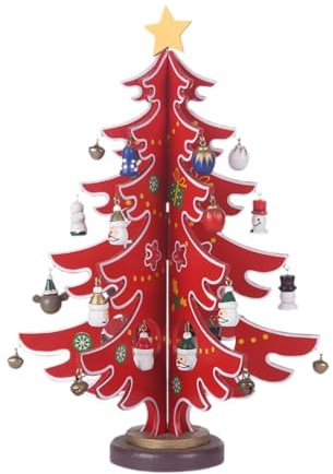 Gitohoni Weihnachtsbaum Als Holz Christbaum Tischpyramide Und Festtagsdeko Aus Nachhaltigem Holz Gefertigt für Die Dekoration in Geschäften Und Wohnräumen, Rot Groß
