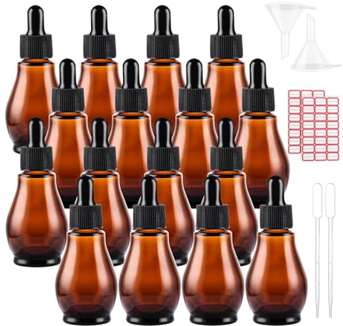 LOPYXBR 20 stycken pipettflaskor 30 ml apoteksflaska flaska flaska med pipett brunt glasflaska med pipett för vätska, essentiella oljor, perfumeoljor, flytande dyes aromaterapi blandningar