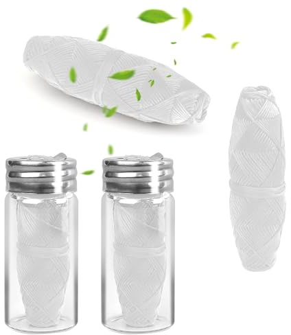 Bianco - Set di 2 fili dentali naturali 3 x 30 m, dentali naturali, riutilizzabili, in filo interdentale in un flacone di vetro, detergente interdentale filo interdentale in un flacone di vetro