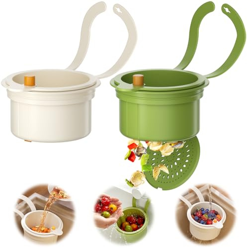 QINGHEC 2 Stück Sieb für Spülbecken, Snap-Button Spülbecken Sieb, Abnehmbare Waschbecken sieb, Abtropfkorb für Spülbecken, Siebkörbchen Spüle für Waschen Organizer in Küche