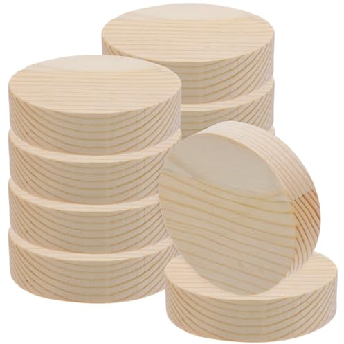 ifundom Lot de 10 Rondins de Bois Naturel 8cm x 2cm - Tranches Épaisses et Lisses pour Loisirs Créatifs, Pyrogravure, Peinture, Sous-Verres et Décoration de Mariage ou Noël