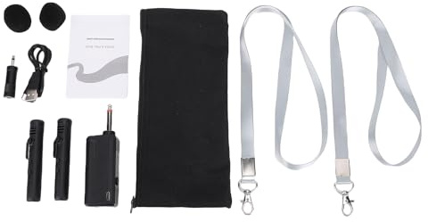Hapivida Microphone sans Fil 2.4G Réduction de Bruit, Micro Cravate Main Libre Enseignement Karaoké Streaming Extérieur 30m Portée Rechargeable Type C, Micro Haute Sensibilité Doub (1 pour 2)