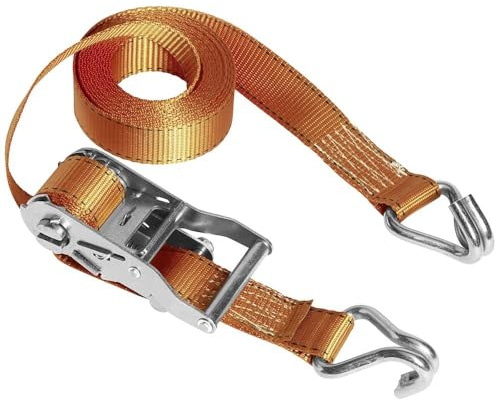 Master Lock 3211EURDAT Fast Link Cinchas de Amarre con Trinquete y Ganchos, Naranja, 4.5 m x 35 mm