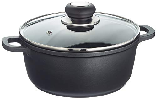 Krüger Aluguss Topf Delta Ø 20 cm (2,1 L) | Fleischtopf mit Glasdeckel | Antihaft-Versiegelung | Induktionsgeeignet | Backofenfest bis 180°C | Ideal für Beilagen & Alltagsgerichte | Fettarmes Kochen