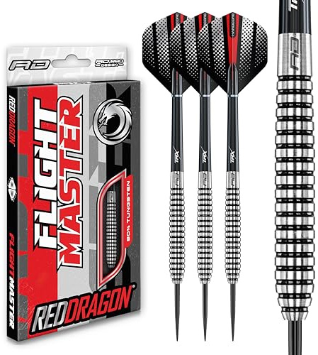 RED DRAGON Blue Fin: 28g Flightmaster Tungsten Darts Set mit Flights und Schäfte